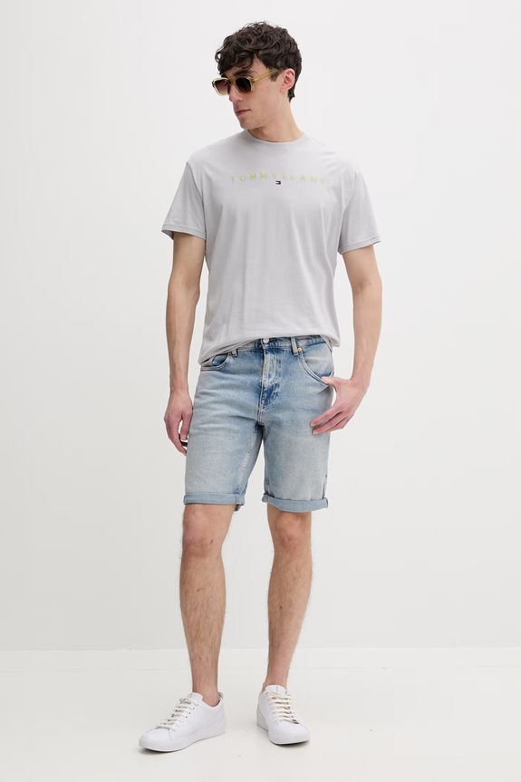 Tommy Jeans tricou bărbătesc de bumbac DM0DM20744 gri AA00
