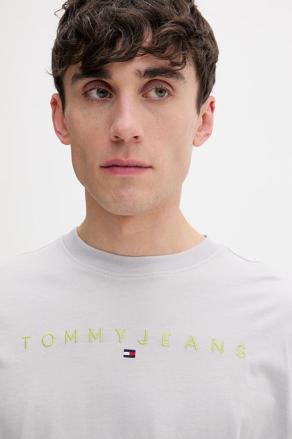 Tommy Jeans tricou bărbătesc de bumbac gri DM0DM20744