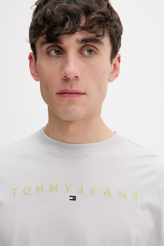 Tommy Jeans tricou bărbătesc de bumbac gri DM0DM20744