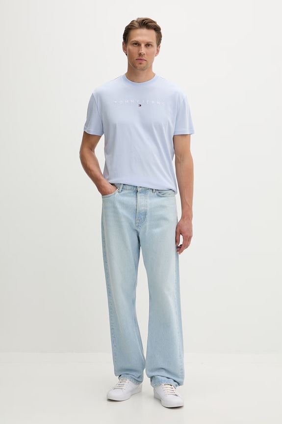 Tommy Jeans T-shirt ανδρικό βαμβακερό DM0DM20744 μπλε AA00