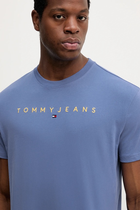 Odzież Tommy Jeans T-shirt męski bawełniany DM0DM20744 niebieski