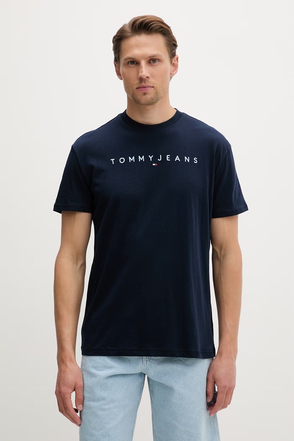 Tommy Jeans t-shirt ανδρικό βαμβακερό σκούρο μπλε DM0DM20744