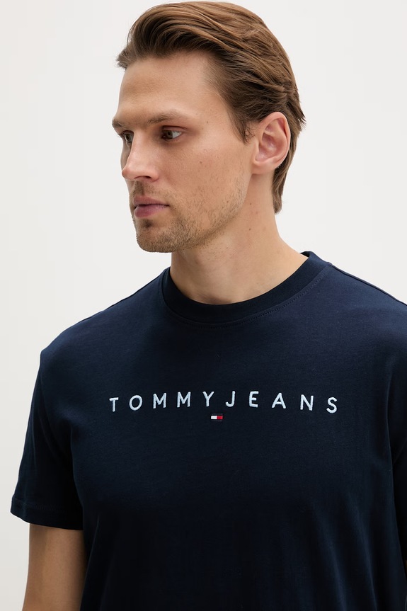 Tommy Jeans t-shirt ανδρικό βαμβακερό σκούρο μπλε DM0DM20744