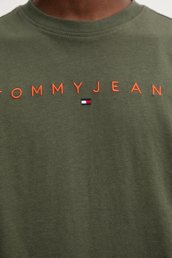 Tommy Jeans tričko pánske bavlnené DM0DM20744 zelená