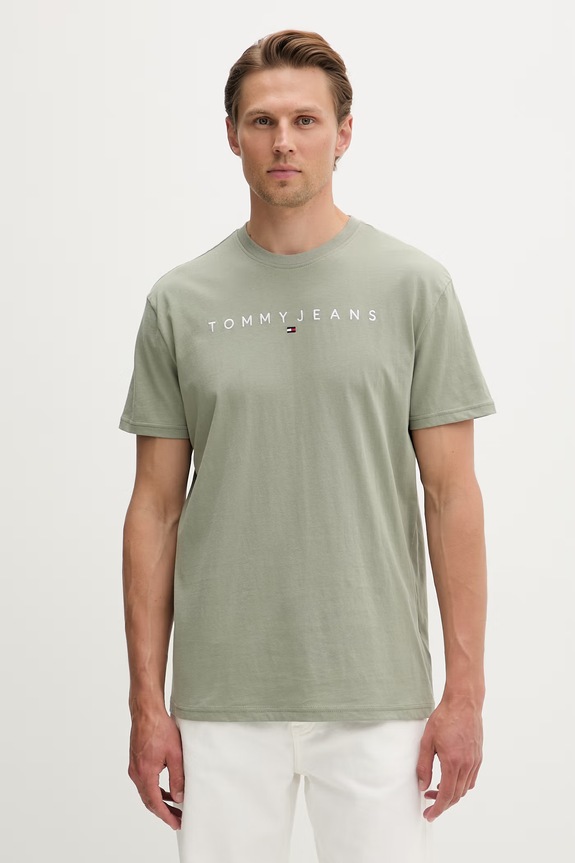 Tommy Jeans t-shirt ανδρικό βαμβακερό πράσινο DM0DM20744