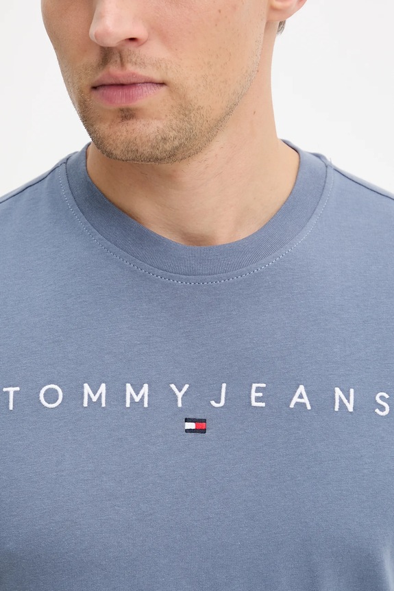 Tommy Jeans t-shirt męski bawełniany niebieski DM0DM20744