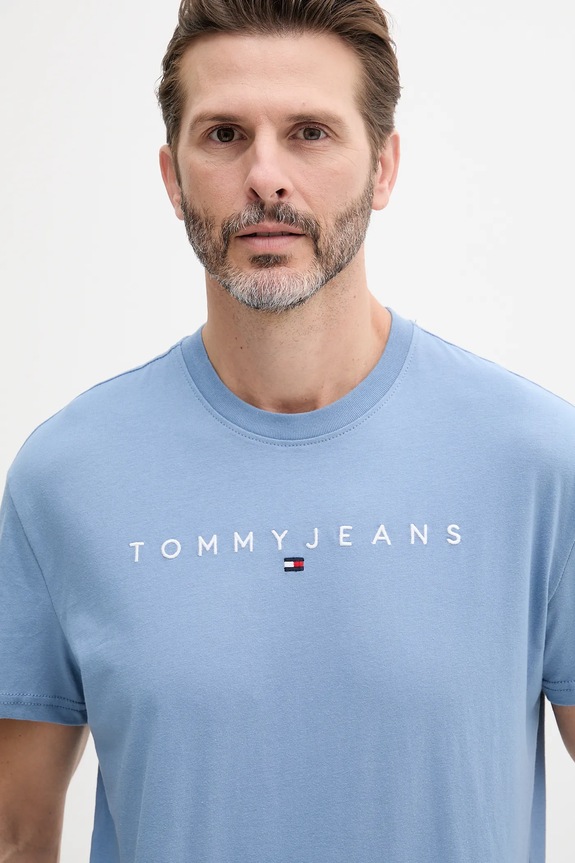 Odzież Tommy Jeans t-shirt męski bawełniany DM0DM20744 niebieski