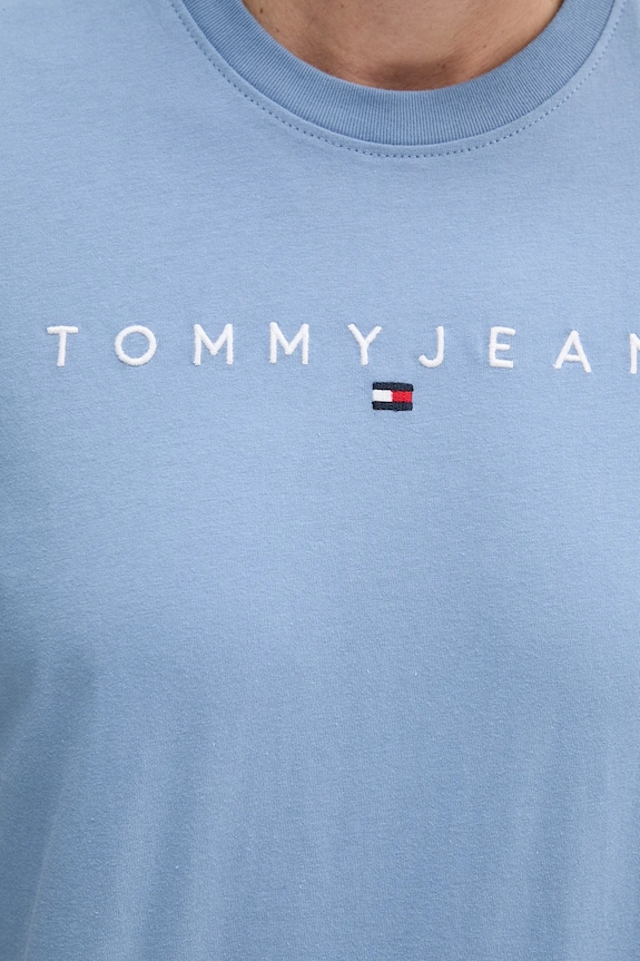 Tommy Jeans t-shirt męski bawełniany niebieski DM0DM20744