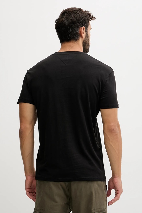 Tommy Jeans t-shirt ανδρικό βαμβακερό DM0DM20744 μαύρο AA00