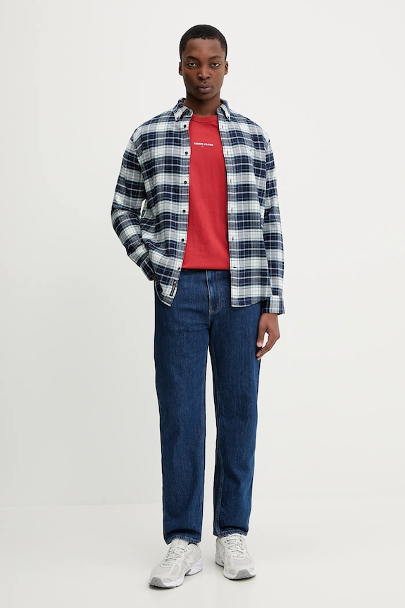 Tommy Jeans tricou din bumbac DM0DM21110 rosu SS26