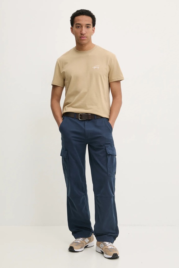 Bavlnené tričko Tommy Jeans DM0DM21140 béžová SS25