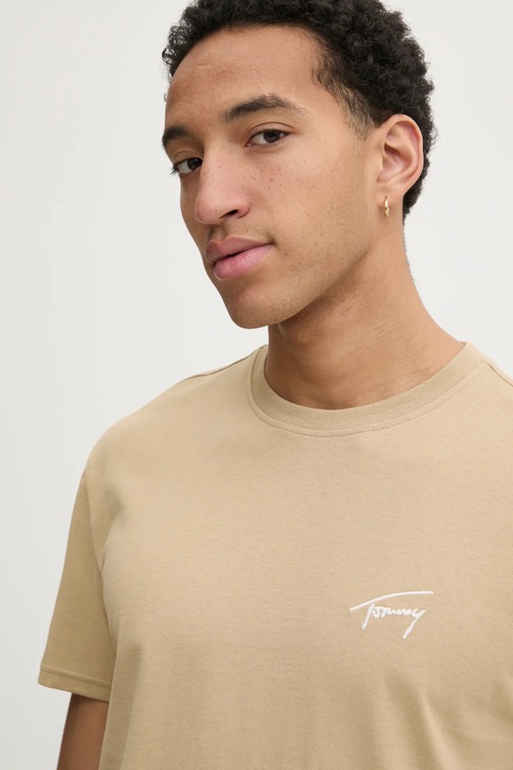Bavlnené tričko Tommy Jeans béžová DM0DM21140