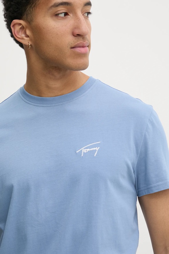 Bavlnené tričko Tommy Jeans modrá DM0DM21140