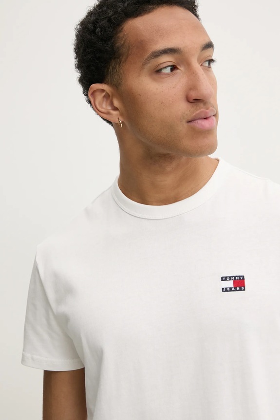 Tommy Jeans t-shirt férfi pamut pamut bézs DM0DM20322