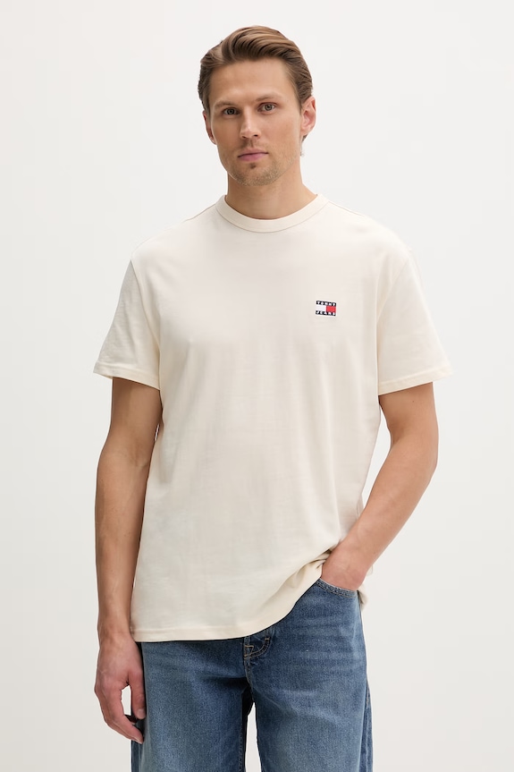 Tommy Jeans T-shirt męski bawełniany beżowy DM0DM20322