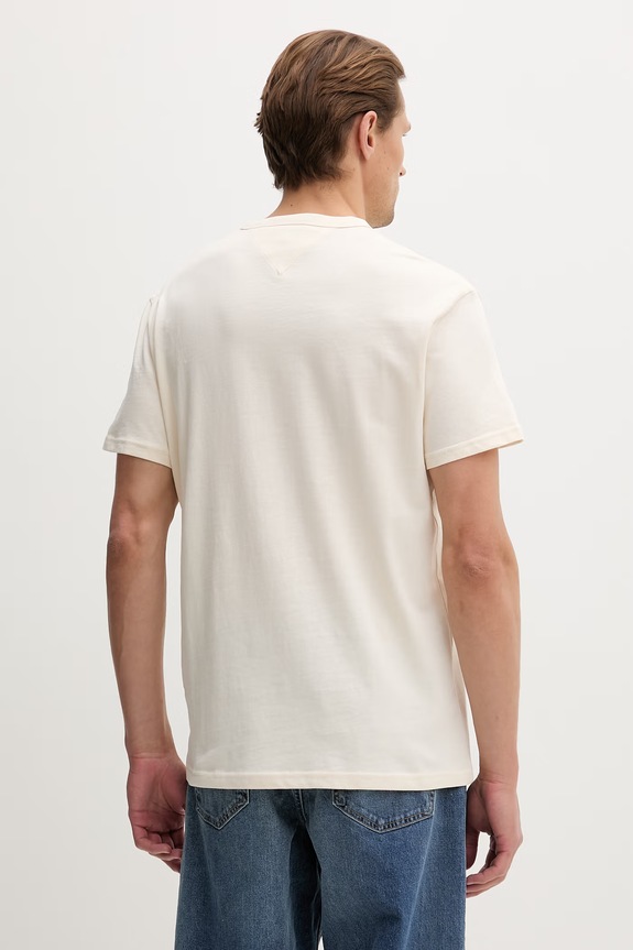 Odzież Tommy Jeans T-shirt męski bawełniany DM0DM20322 beżowy