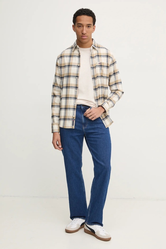 Tommy Jeans t-shirt bawełniany DM0DM20322 beżowy AW25