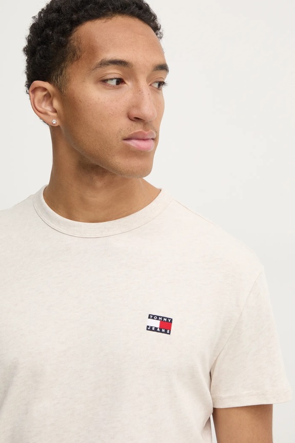 Tommy Jeans t-shirt bawełniany beżowy DM0DM20322