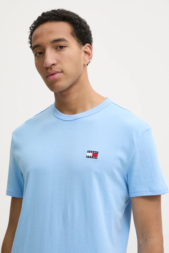 Pamučna majica Tommy Jeans bez uzorka plava DM0DM20322