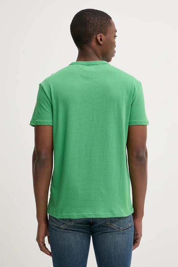 Tommy Jeans férfi pamut T-shirt DM0DM20322 zöld AW25