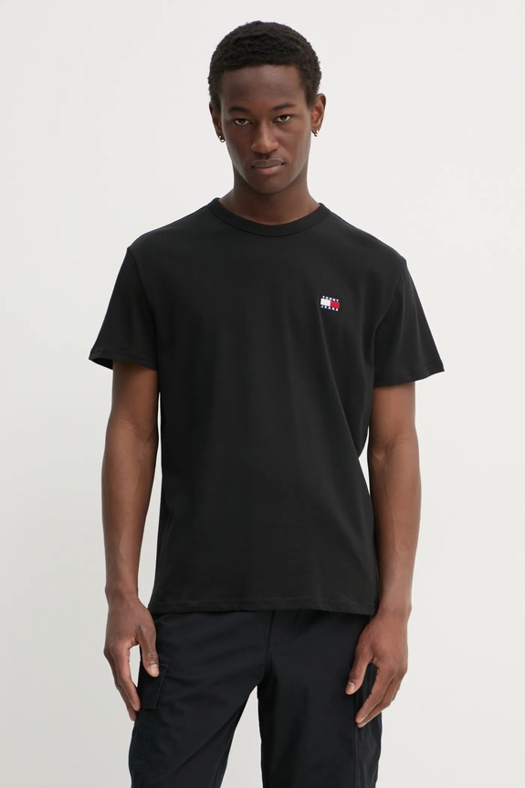 Tommy Jeans T-shirt férfi pamut fekete DM0DM20322