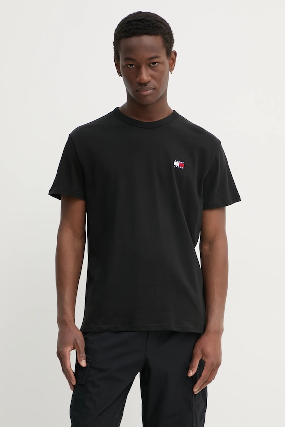 Tommy Jeans T-shirt férfi pamut fekete DM0DM20322