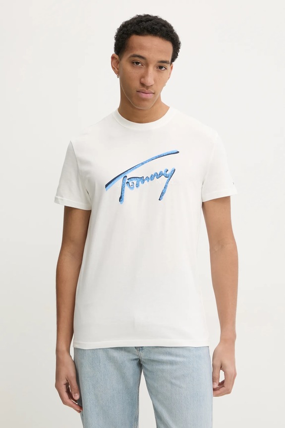 Majica kratkih rukava Tommy Jeans pamuk bež DM0DM21109