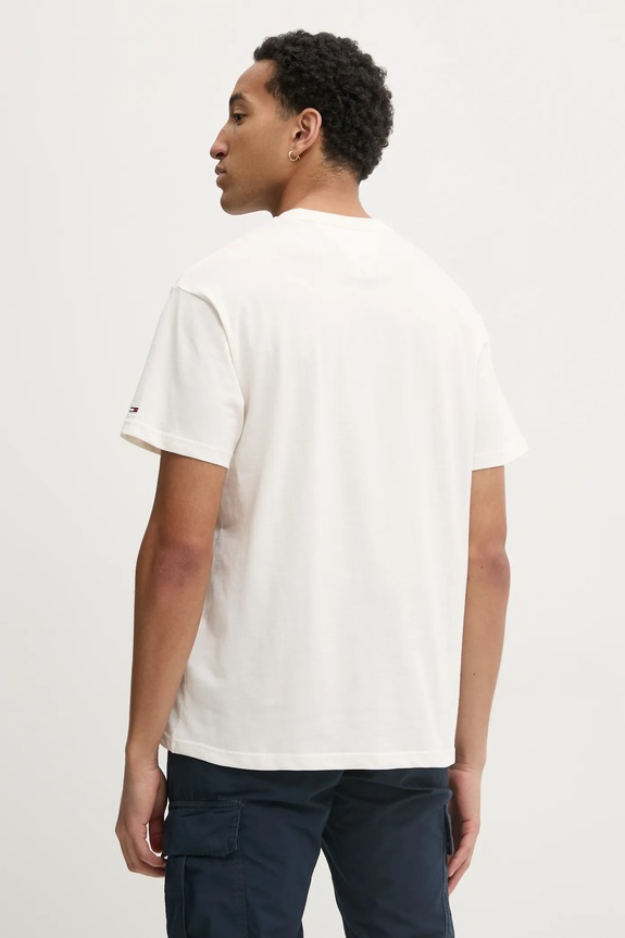 Odzież Tommy Jeans t-shirt bawełniany DM0DM21191 beżowy