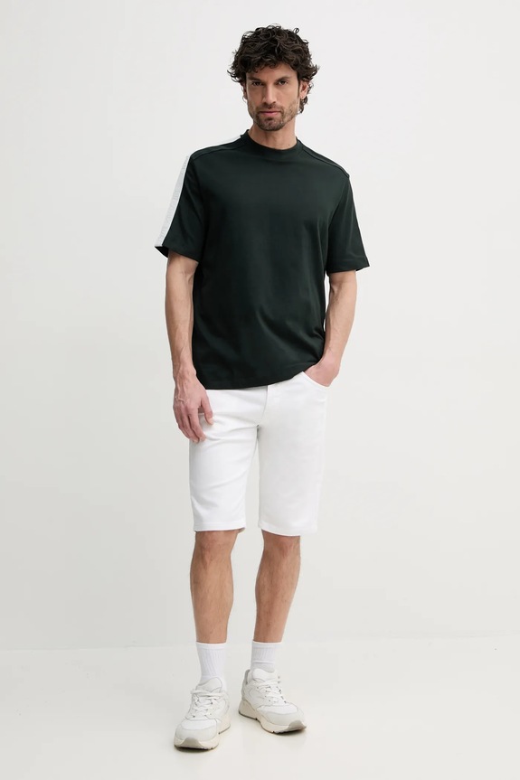 Bombažna kratka majica Armani Exchange XM000322.AF10361 zelena SS25