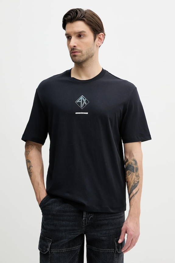 Bavlněné tričko Armani Exchange námořnická modř XM000276.AF12308