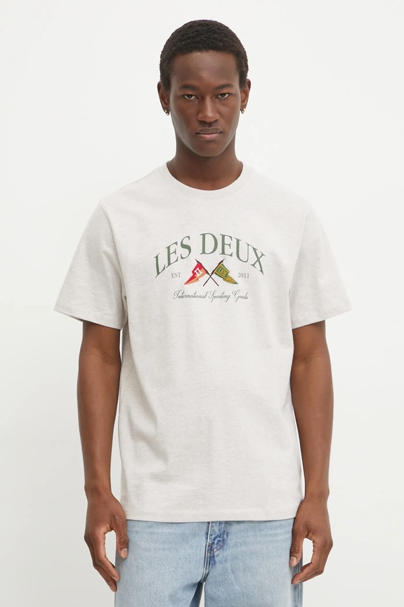 Les Deux tricou din bumbac melanj bej LDM101201