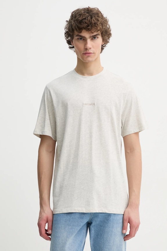 Les Deux tricou din bumbac imprimeu gri LDM101184
