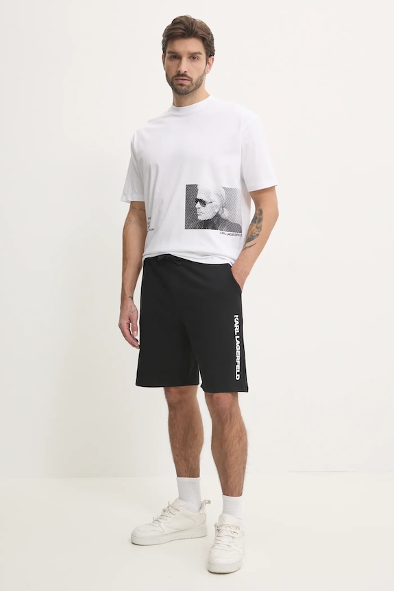 Βαμβακερό μπλουζάκι Karl Lagerfeld 551225.755290 λευκό SS25