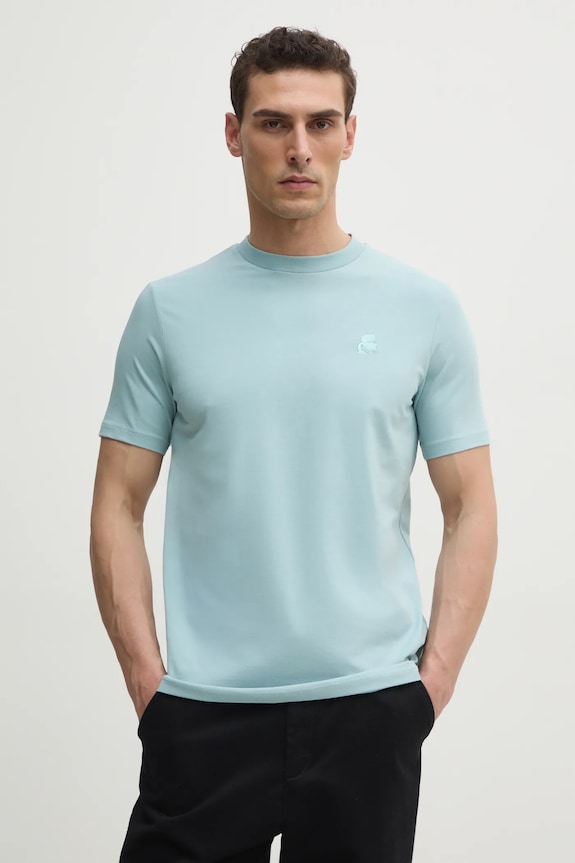 Karl Lagerfeld t-shirt z elastanem turkusowy 551221.755750