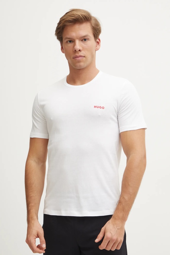 HUGO t-shirt ανδρικό βαμβακερό T-SHIRT RN TRIPLET P 3-pack κανονικό λευκό 50532811