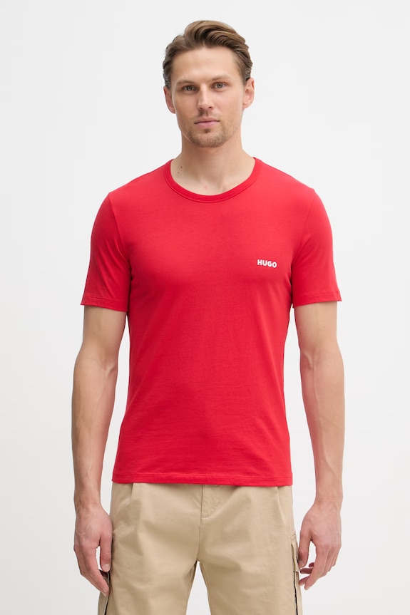 HUGO t-shirt ανδρικό βαμβακερό T-SHIRT RN TRIPLET P 3-pack 50532811 κόκκινο SS26