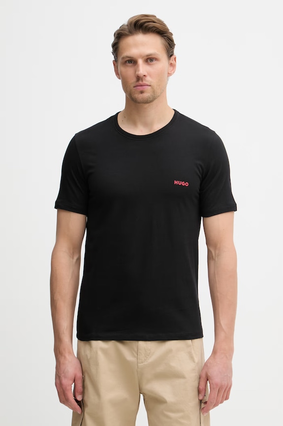 Ρούχα HUGO t-shirt ανδρικό βαμβακερό T-SHIRT RN TRIPLET P 3-pack 50532811 κόκκινο