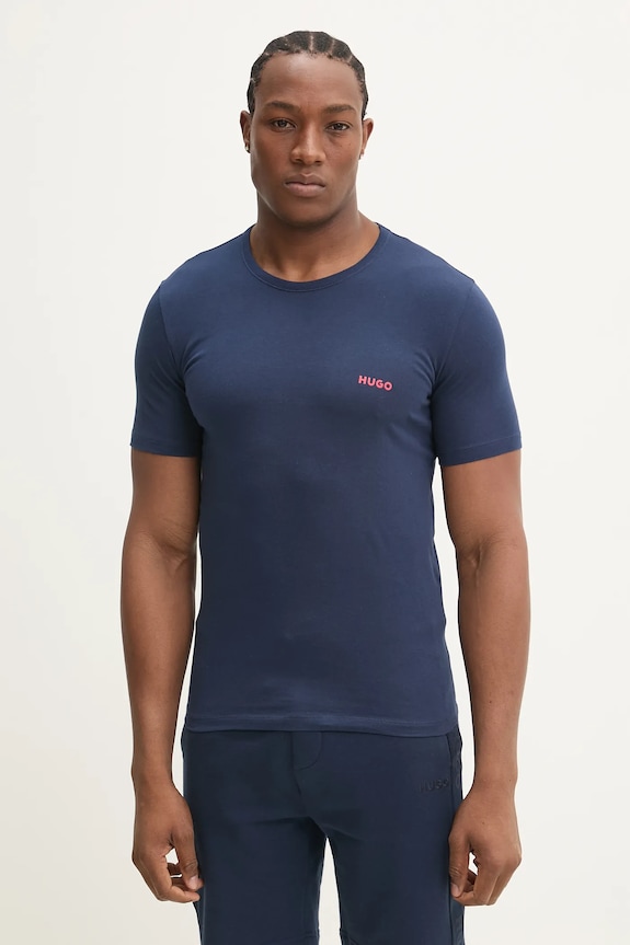 HUGO t-shirt da uomo in cotone T-SHIRT RN TRIPLET P pacco da 3 50532811 blu navy SS26