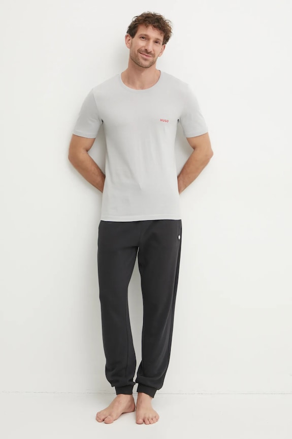 HUGO férfi pamut t-shirt T-SHIRT RN TRIPLET P 3-as csomag fekete 50532811