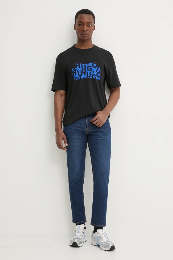 HUGO Blue t-shirt bawełniany 50533528 czarny SS25