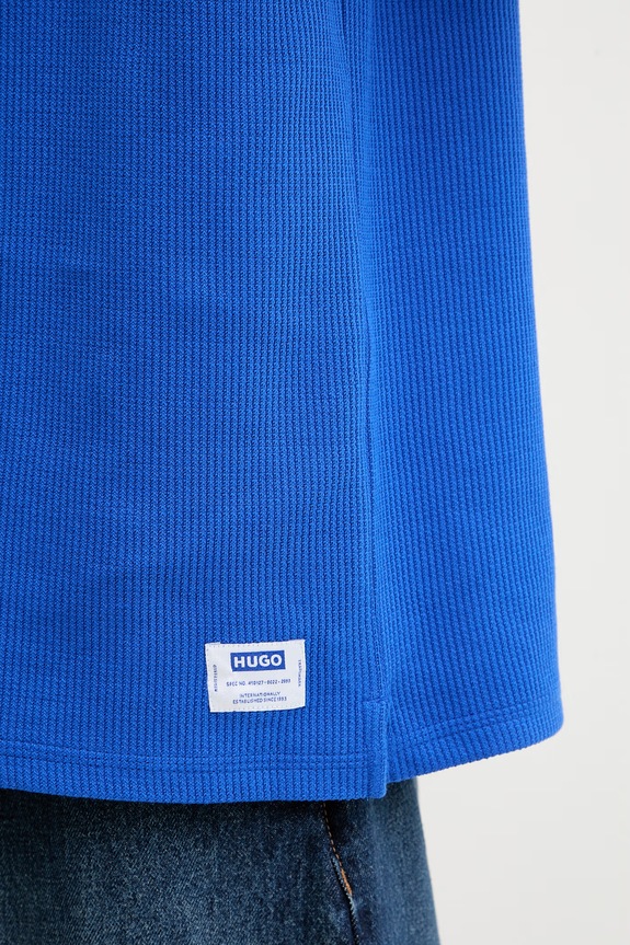 HUGO Blue T-shirt swetrowy męski z bawełną Nuwaffle 50534434 niebieski