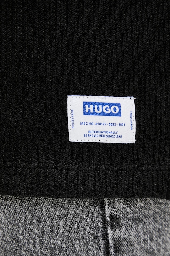 HUGO Blue úpletové tričko pánske s bavlnou Nuwaffle 50534434 čierna