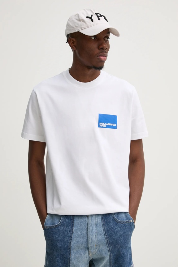 Karl Lagerfeld Jeans t-shirt bawełniany nadruk biały A1M17001
