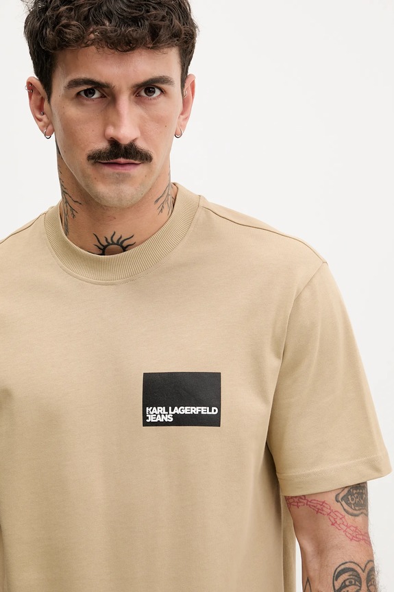Karl Lagerfeld Jeans t-shirt bawełniany beżowy A1M17001