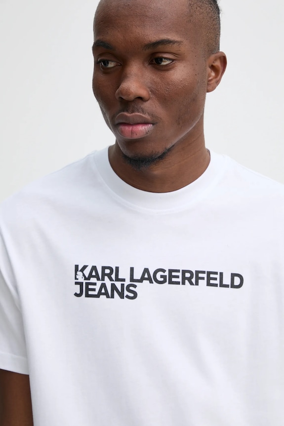 Karl Lagerfeld Jeans t-shirt męski bawełniany biały A1M17002