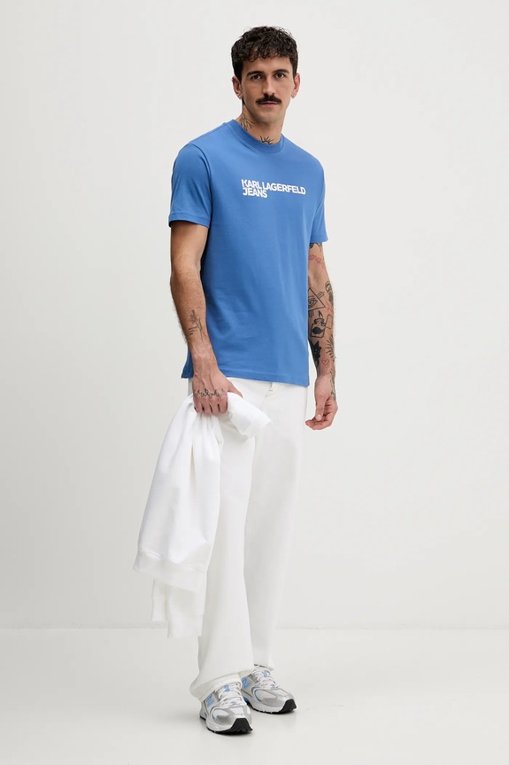 Karl Lagerfeld Jeans tričko pánské bavlněné A1M17002 fialová AA00