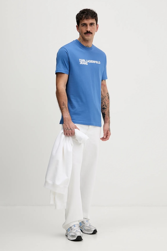 Karl Lagerfeld Jeans tričko pánské bavlněné A1M17002 fialová AA00