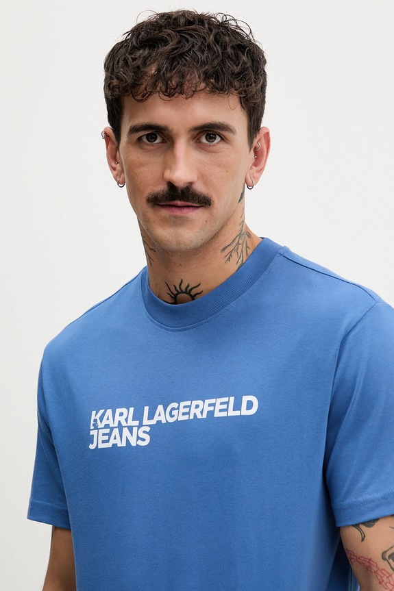 Karl Lagerfeld Jeans tričko pánské bavlněné fialová A1M17002