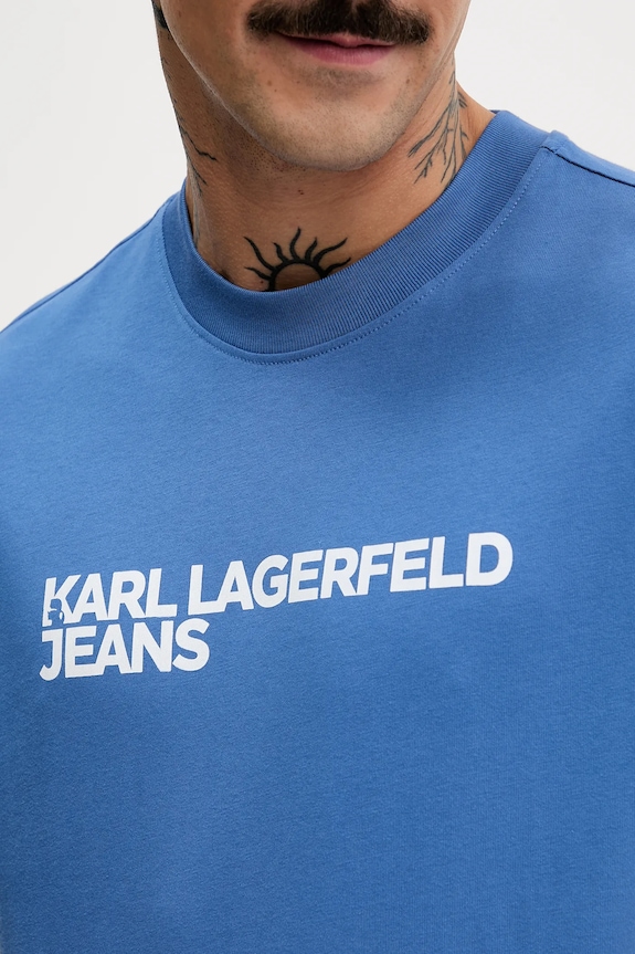 Karl Lagerfeld Jeans tričko pánské bavlněné A1M17002 fialová