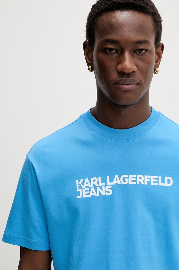 Karl Lagerfeld Jeans t-shirt da uomo in cotone blu A1M17002